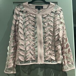 Colleen Lopez Blush Leaf Pattern Sheer Jacket